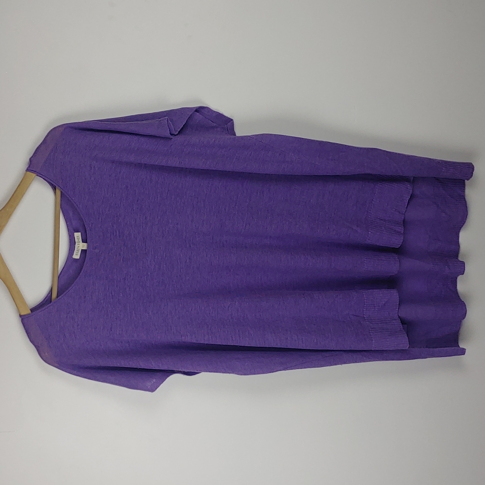 Eileen Fisher Lightweight Fine Linen Shortsleeve Tunic 100% Linen Lilac Lrg